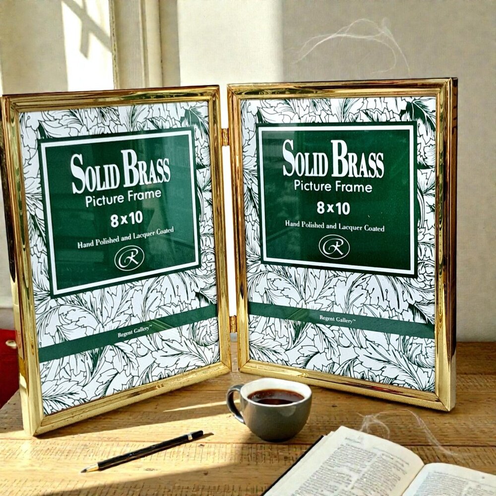 Regent Gallery Solid Brass 8 x 10" Hinged Double Photo Frames